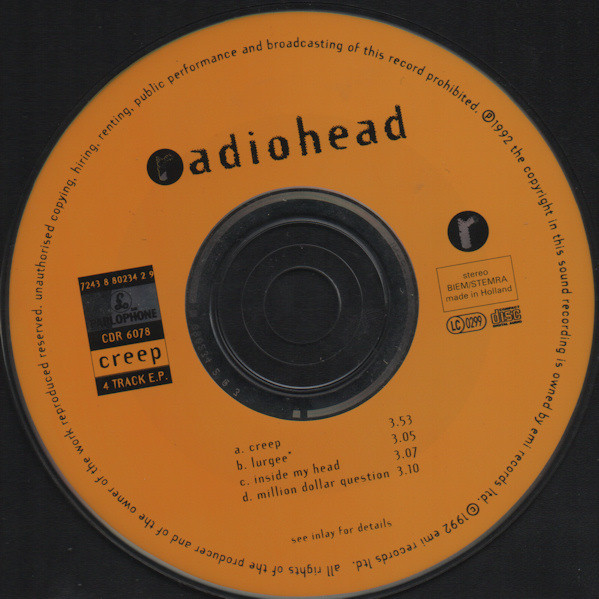 Radiohead – Creep (1992, CD) - Discogs