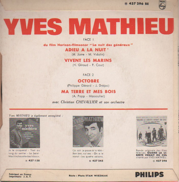 lataa albumi Yves Mathieu - Adieu A La Nuit