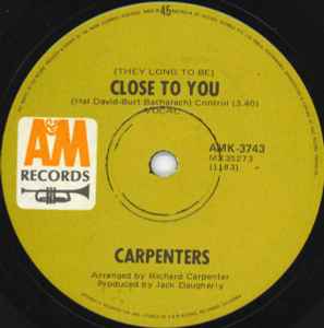 Carpenters – Rainy Days And Mondays/Saturday - 7" 45RPM 1971