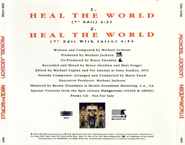 Michael Jackson - Heal The World | Releases | Discogs