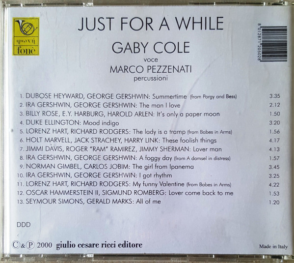 Album herunterladen Gaby Cole, Marco Pezzenati - Just For A While