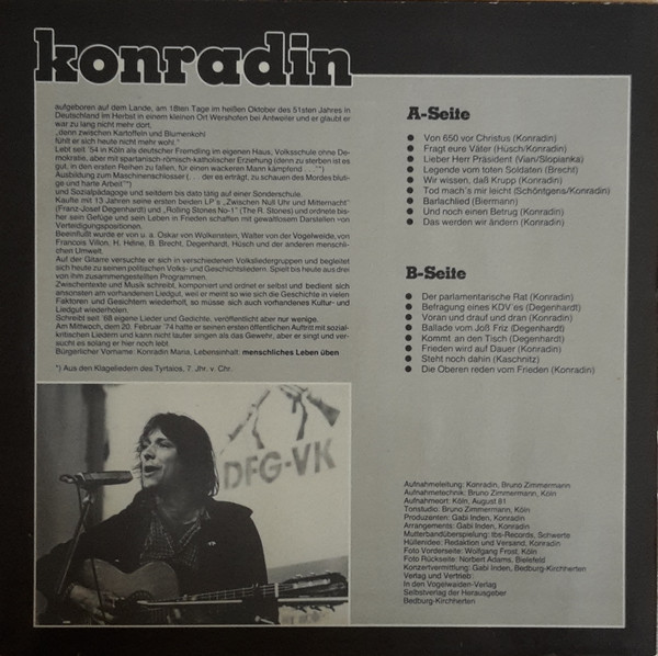 descargar álbum Konradin - Kann Nicht Lauter Singen Als Das Gewehr