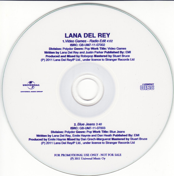 Lana Del Rey – Video Games / Blue Jeans (2011, CDr) - Discogs