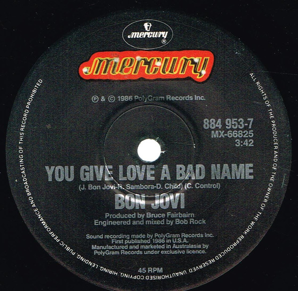 Bon Jovi - You Give Love A Bad Name | Releases | Discogs