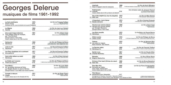 descargar álbum Georges Delerue - Musiques De Films 1961 1992