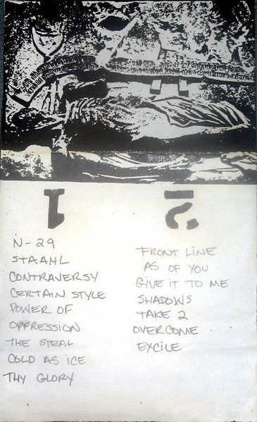 A Front Line Assembly 1986-os Nerve War demókazettájának a borítója.