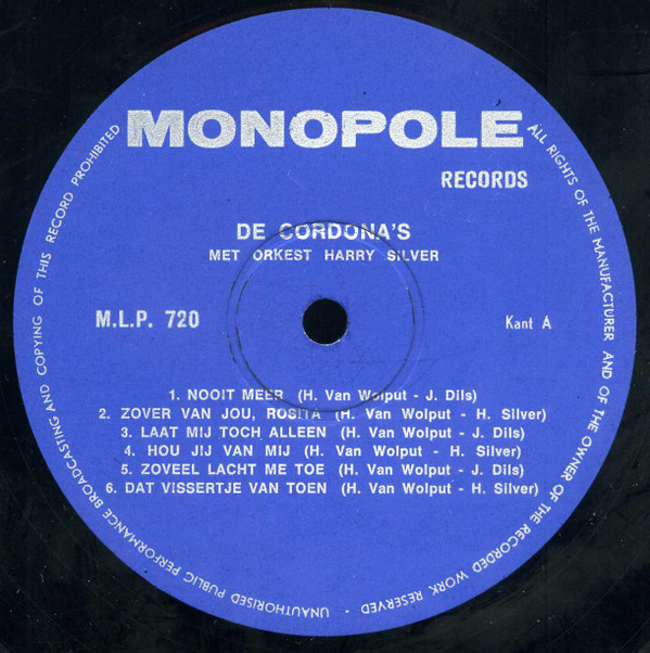 last ned album De Cordona's Met Orkest Harry Silver - De Cordonas