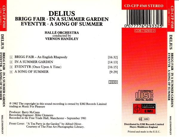 descargar álbum Delius, Hallé Orchestra, Vernon Handley - A Song Of Summer Brigg Fair In A Summer Garden Eventyr