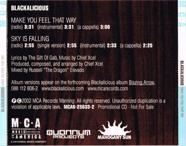 Blackalicious – Make You Feel That Way (2002, CD) - Discogs