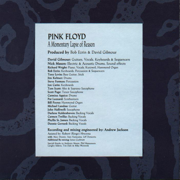 Pink Floyd - A Momentary Lapse Of Reason | Columbia (CK 40599) - 4