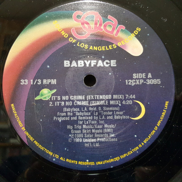 Babyface – It's No Crime (1989, Vinyl) - Discogs
