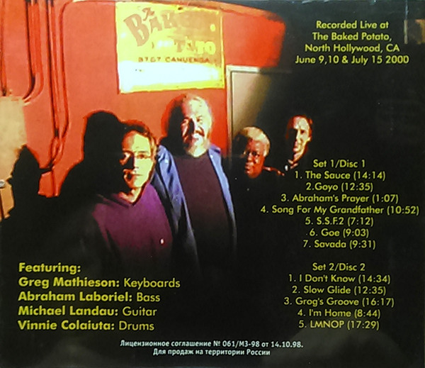 télécharger l'album Greg Mathieson Abraham Laboriel Michael Landau Vinnie Colaiuta - Live At The Baked Potato 2000