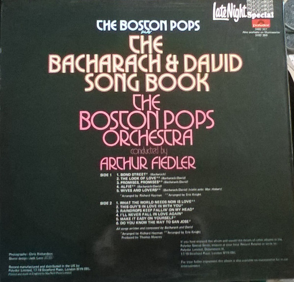 last ned album The Boston Pops Orchestra Conducted By Arthur Fiedler - Boston Pops Play The Bacharach And David Songbook