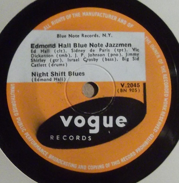 Edmond Hall's Blue Note Jazzmen – Royal Garden Blues / Night Shift 