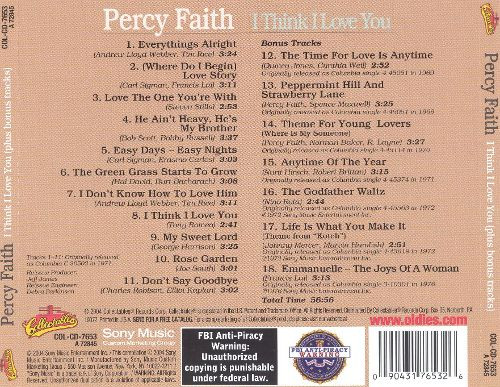 last ned album Percy Faith - I Think I Love You plus Bonus Tracks