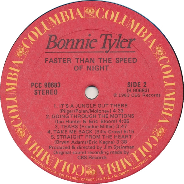 Bonnie Tyler - Faster Than The Speed Of Night | Columbia (PCC-90683) - 4