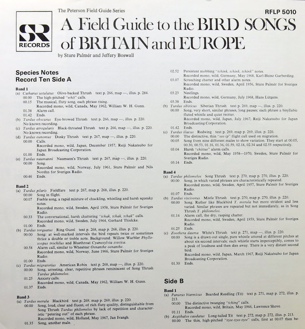 descargar álbum No Artist - The Peterson Field Guide To The Bird Songs Of Britain And Europe Record 10