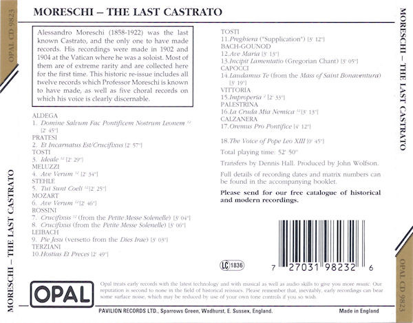 last ned album Alessandro Moreschi - The Last Castrato