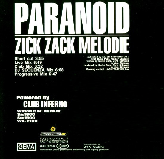 télécharger l'album Paranoid - Zick Zack Melodie