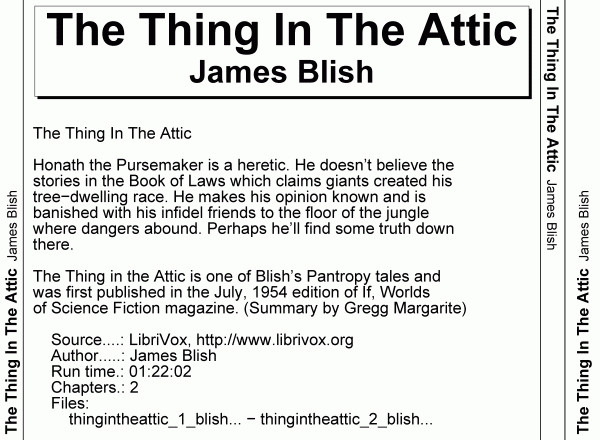baixar álbum James Blish - The Thing In The Attic