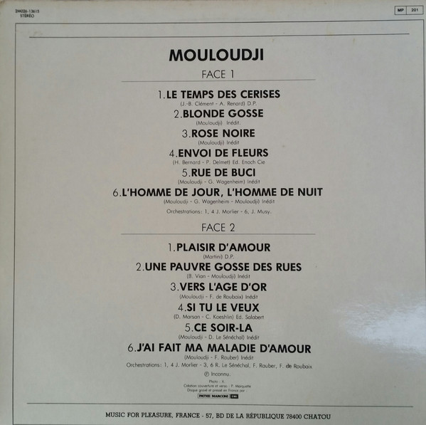 lataa albumi Mouloudji - Le Temps Des Cerises