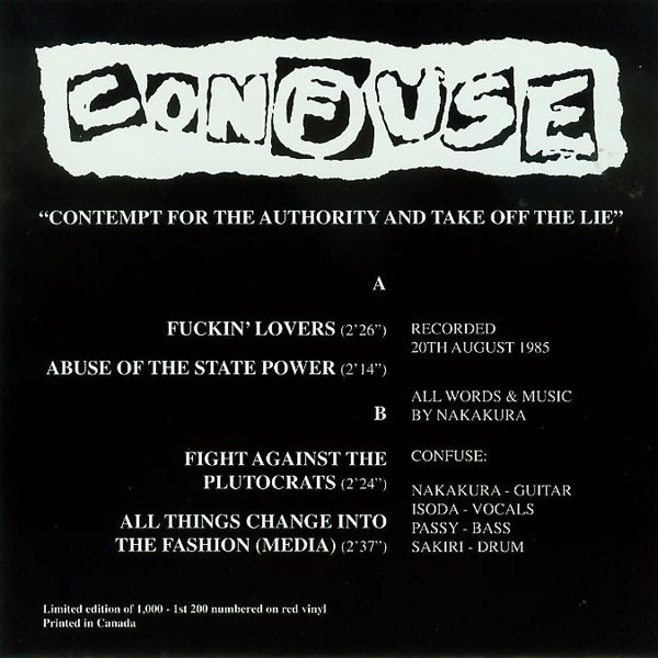 Confuse – Contempt For The Authority And Take Off The Lie (1996 