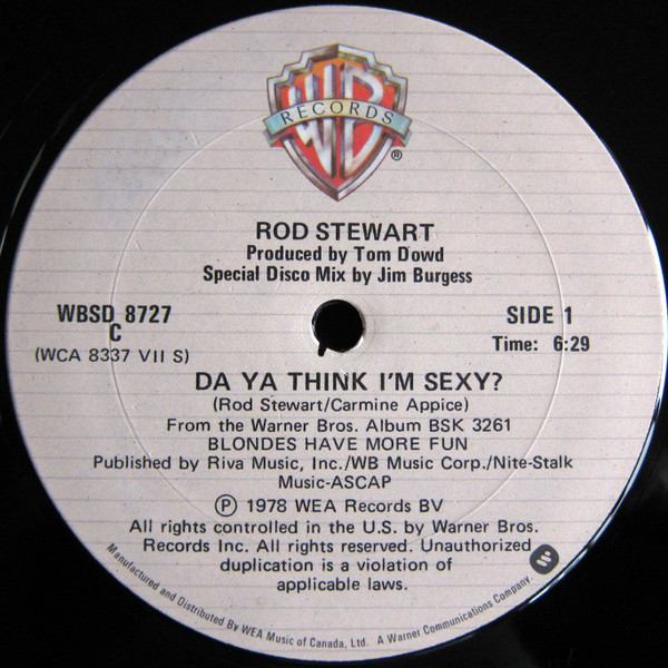 Rod Stewart – Da Ya Think I'm Sexy? (1978, Vinyl) - Discogs