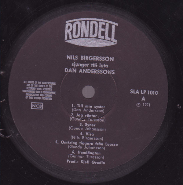 Album herunterladen Nils Birgersson - Nils Birgersson Sjunger Dan Andersson