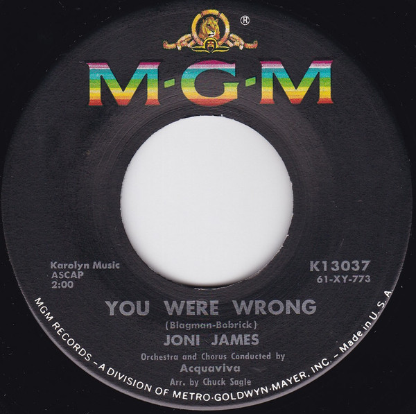 descargar álbum Joni James - You Were Wrong Somebody Else Is Taking My Place