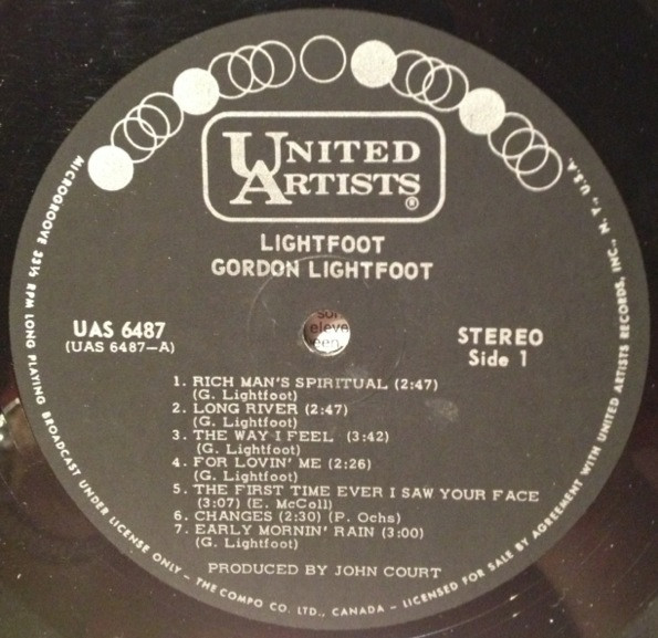 Gordon Lightfoot - Lightfoot | United Artists Records (UAS 6487) - 3