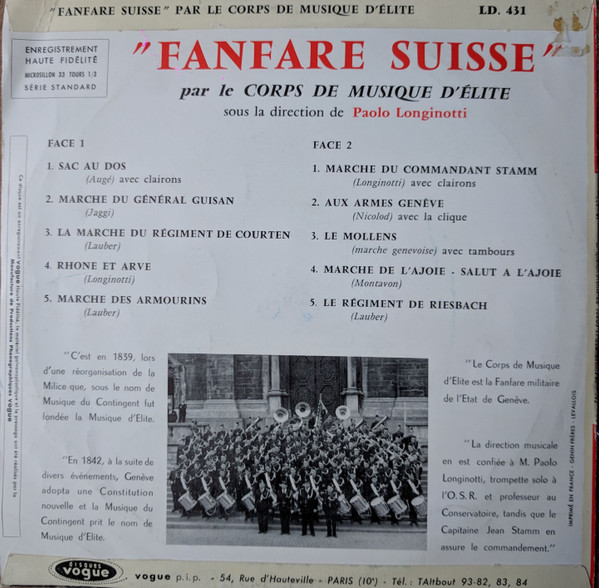 Album herunterladen Le Corps De Musique D'Elite, Fanfare Militaire de L'Etat de Genève - Fanfare Suisse