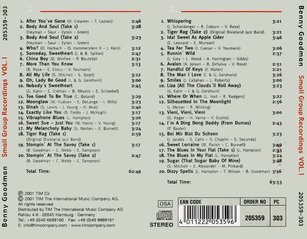 baixar álbum Benny Goodman - Small Group Recordings