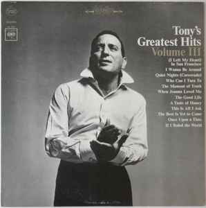 Tony Bennett - Tony's Greatest Hits Volume III album cover