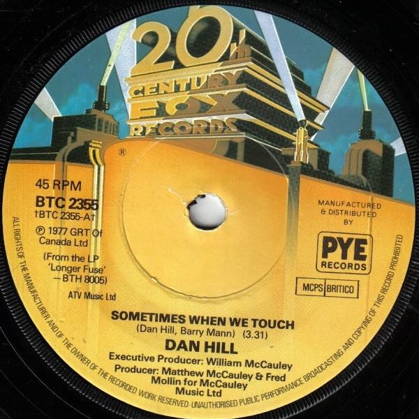 Dan Hill – Sometimes When We Touch (1977, Solid Centre, Vinyl