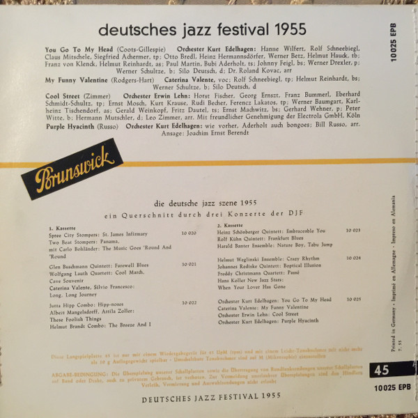 baixar álbum Orchester Kurt Edelhagen Caterina Valente Orchester Erwin Lehn - 3 Deutsches Jazz Festival 1955