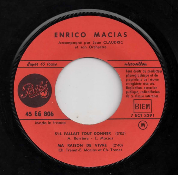 descargar álbum Enrico Macias - Sil Fallait Tout Donner Les Pins Du Bord De LEau Ma Raison De Vivre Maya