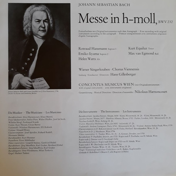 baixar álbum Johann Sebastian Bach, Nikolaus Harnoncourt, Concentus Musicus Wien - Messe In H moll