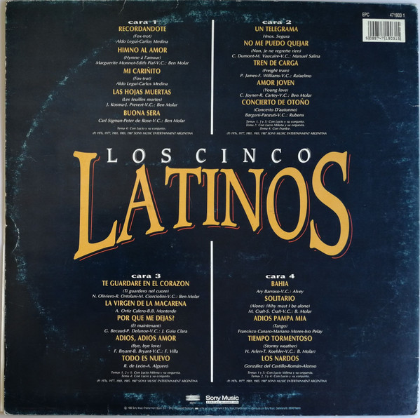 ladda ner album Los Cinco Latinos - 20 Grandes Canciones Vol II