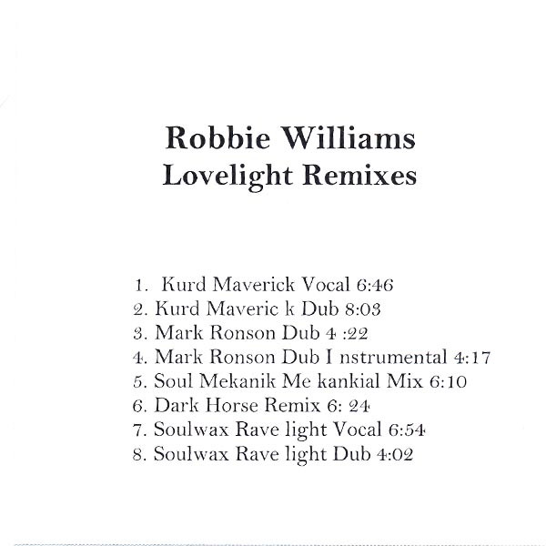 Album herunterladen Robbie Williams - Lovelight Remixes
