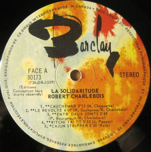 Robert Charlebois - La Solidaritude | Barclay (80173) - 5