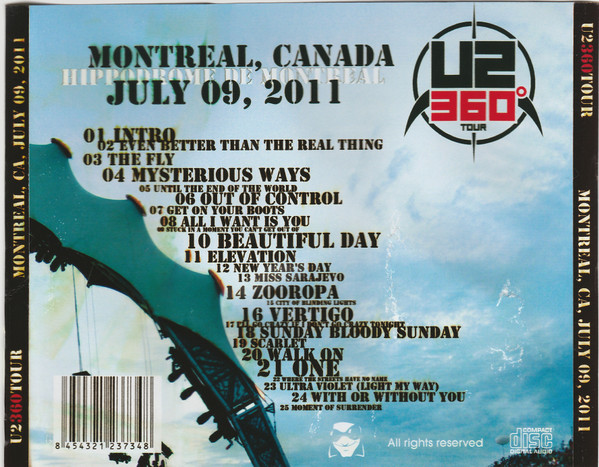 descargar álbum U2 - Hippodrome Montreal Live Montreal Canada