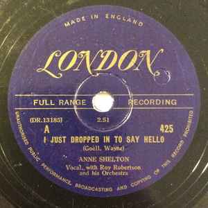Anne Shelton - I Just Dropped In To Say Hello / Give Me Your Hand album cover