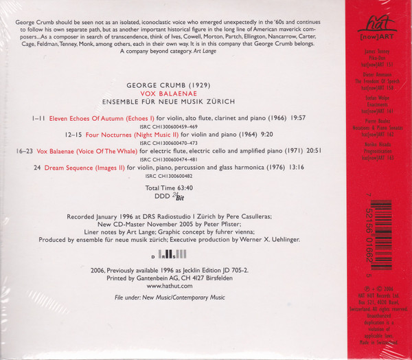 lataa albumi George Crumb Ensemble Für Neue Musik Zürich - Vox Balaenae
