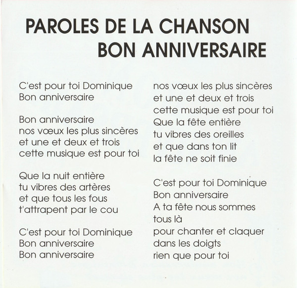 Bon Anniversaire Dominique Cd Discogs