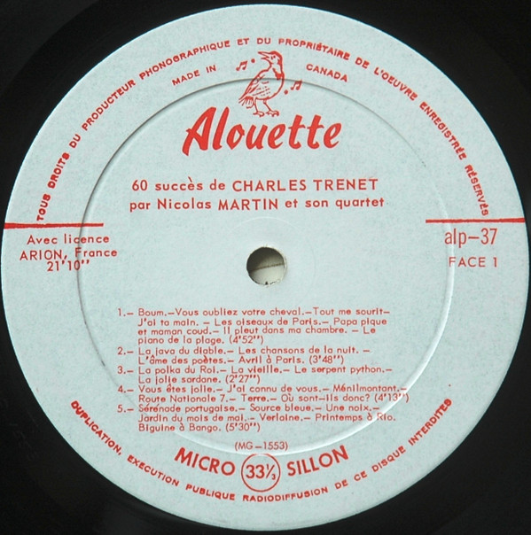 lataa albumi Nicolas Martin Et Son Quartet - 60 Succès De Charles Trenet