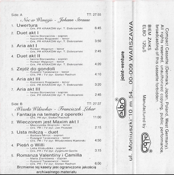 descargar álbum Johann Strauss, Franciszek Lehar - Noc W Wenecji Wesoła Wdówka