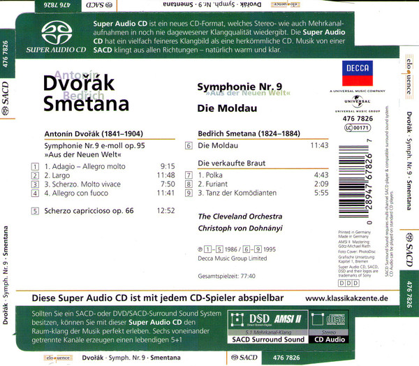 last ned album Antonín Dvořák, Bedřich Smetana, The Cleveland Orchestra, Christoph von Dohnányi - Symphonie Nr 9 Aus Der Neuen Welt Die Moldau