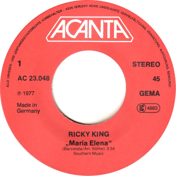 lataa albumi Ricky King - Maria Elena