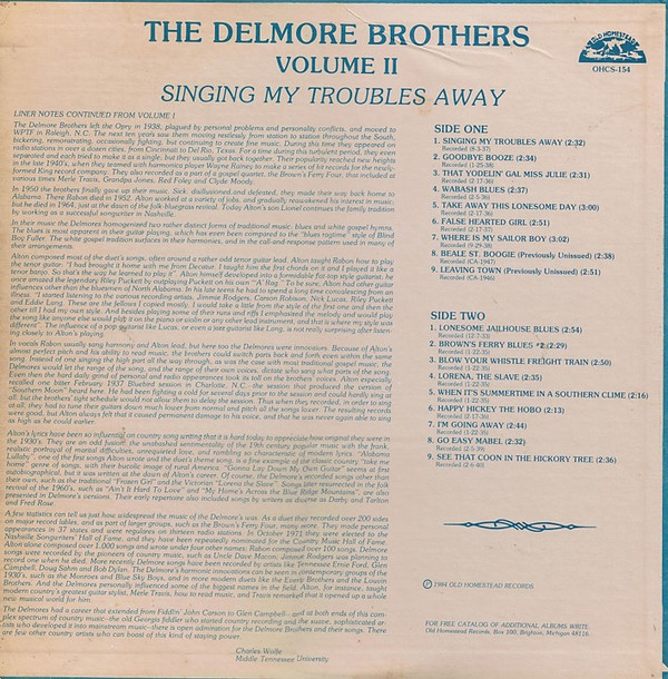 lataa albumi The Delmore Brothers - Volume II Singing My Troubles Away