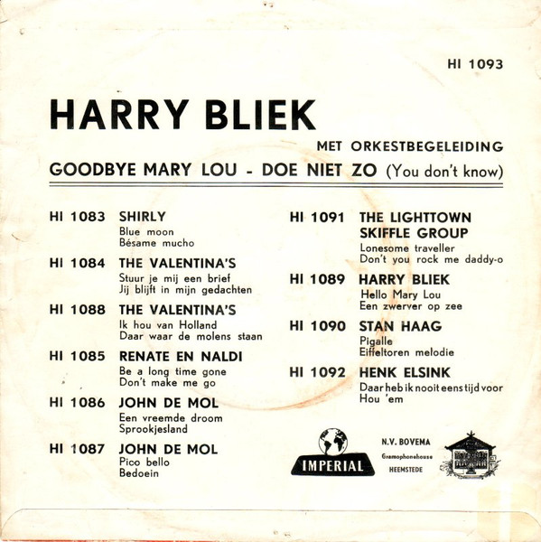 descargar álbum Harry Bliek - Goodbye Mary Lou